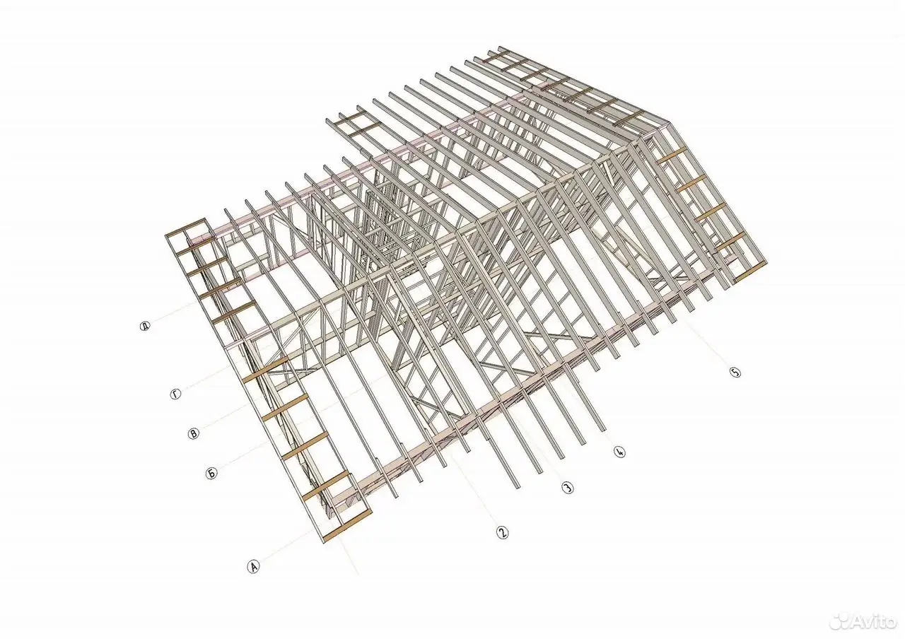 Схема силового каркаса домокомплекта — вид сверху на кровлю, Сыктывкар
